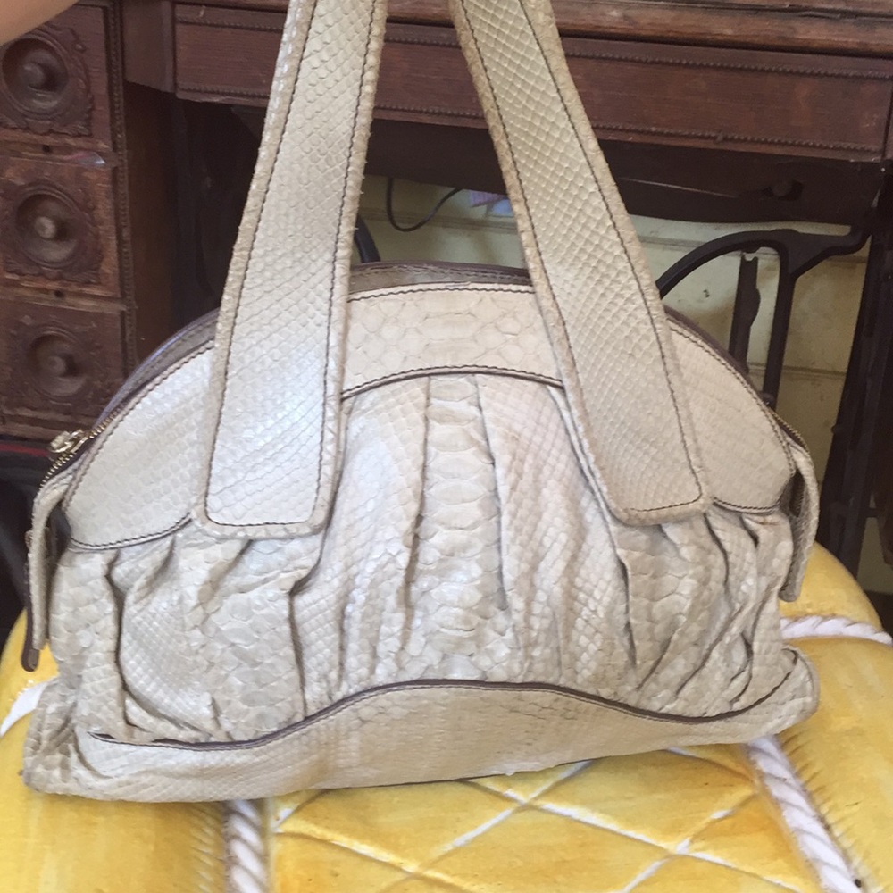 Zagliani Python Bowler Satchel bag